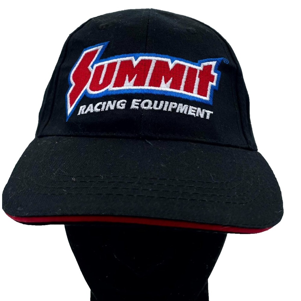 Summit Racing Equipment Baseball Cap Unisex OS Black USA Flag Logo Strapback Hat
